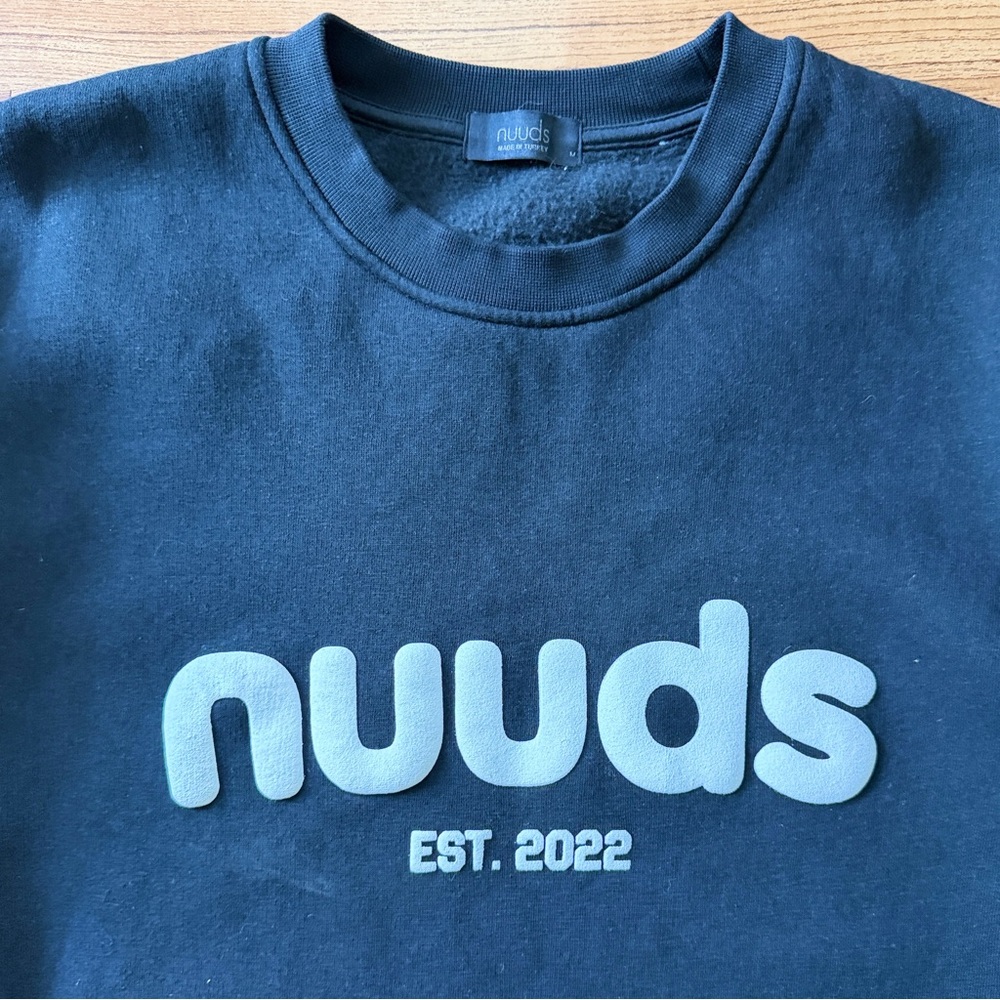 nuuds Black Crewneck with Cream Logo - Picture 2 of 8